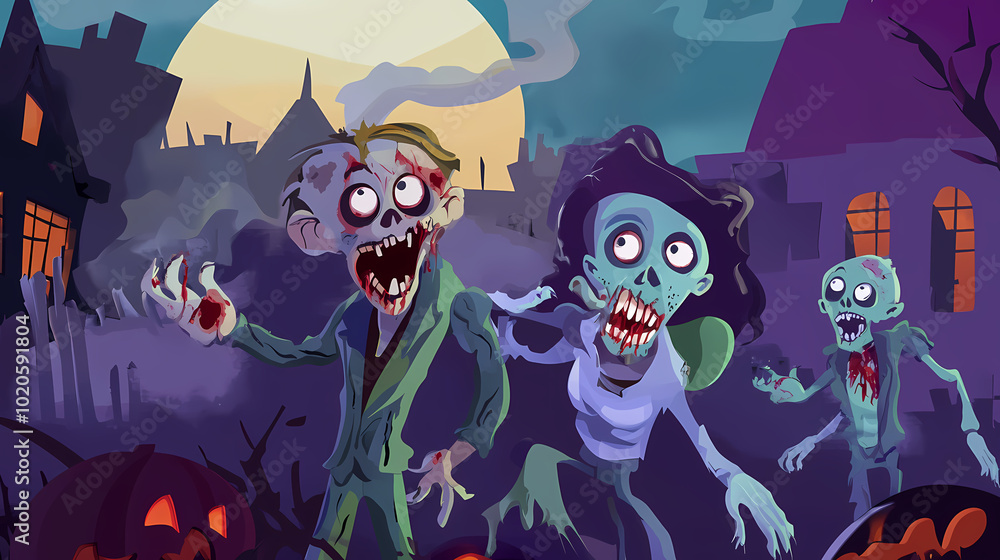 Halloween invitation to Cute cartoon zombie party vector image Halloween invitation to Cute cartoon zombie party vector image
