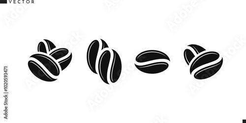 Coffee beans icon set. Isolated coffee beans on white background