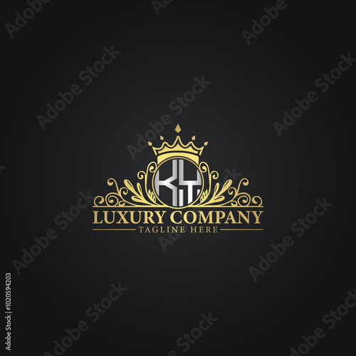 Luxury Crown Logo with Elegant Flourishes and Monogram