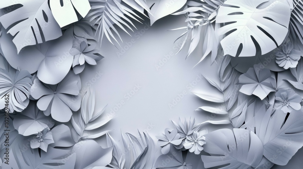 A heart design made of paper flowers and leaves on a blue background A heart design made of paper flowers and leaves on a blue background