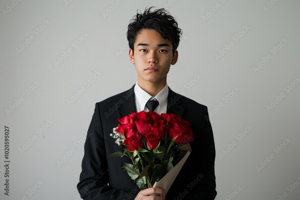 man holding a rose