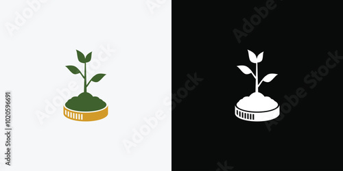 Dollar sprout, Funding logo, Growing money symbol vector illustration