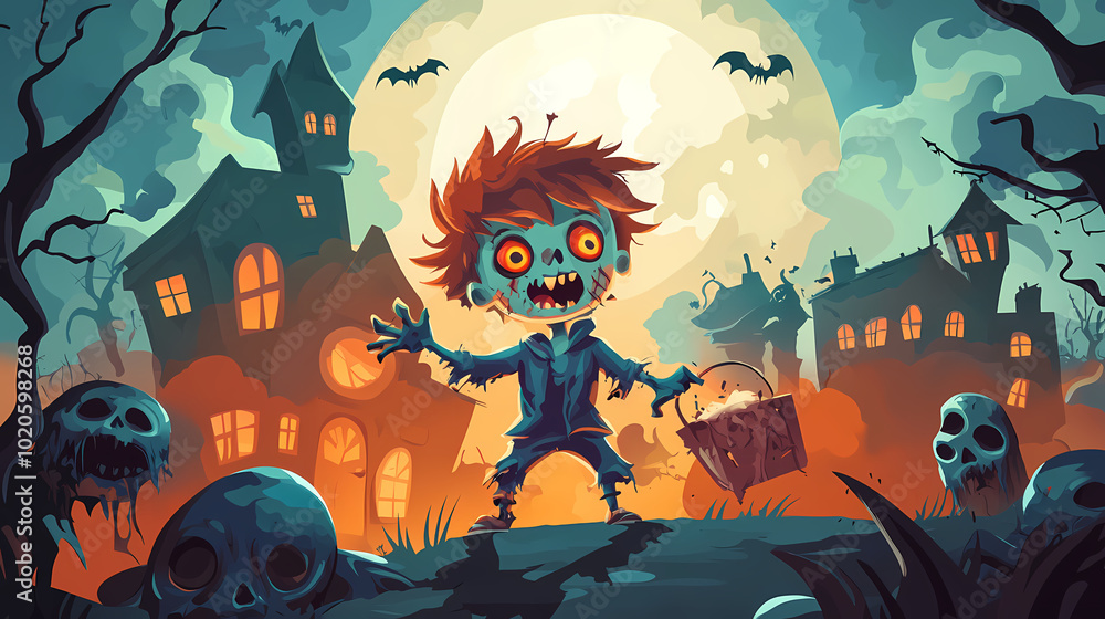 Halloween invitation to Cute cartoon zombie party vector image Halloween invitation to Cute cartoon zombie party vector image