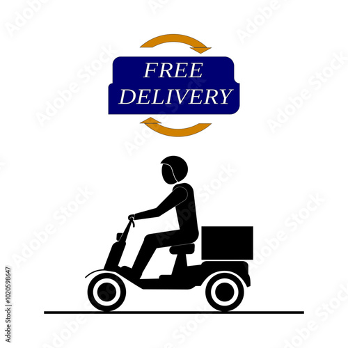 Two-wheeler-free-delivery-concept,-logo.Vector-illustration.