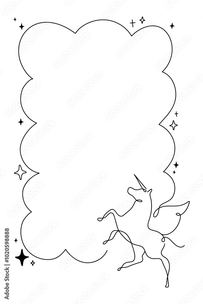 Unicorn frame png, line art illustration, transparent background Unicorn frame png, line art illustration, transparent background