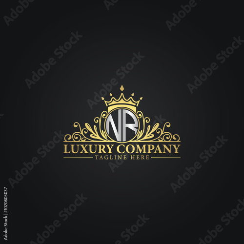 Luxury Monogram Logo with Crown and Flourish Design