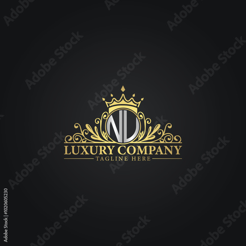 Luxury Monogram Logo with Crown and Flourish Design