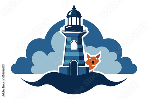 A lighthouse inside of a cloud Logo I.eps