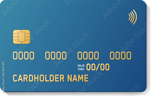 Credit plastic card with emv chip. Contactless payment. NFC bank card.