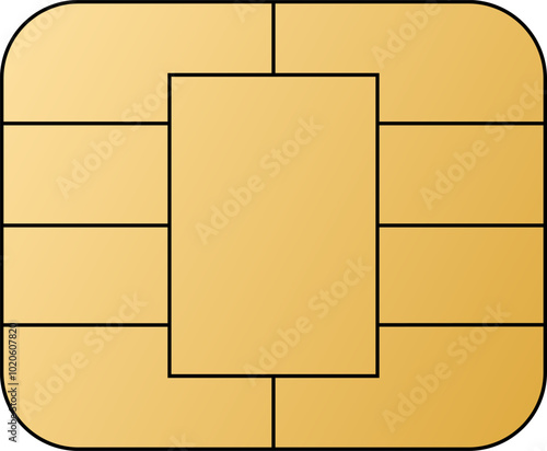 EMV chip golden vector icon. Contactless payment at terminals and ATMs. Set line nfc symbol. Square computer microchip for credit debit cards. 