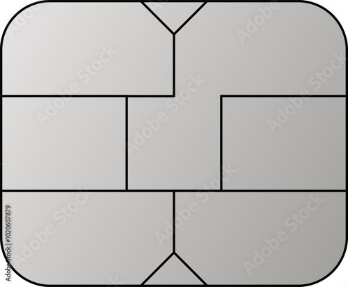 EMV chip silver vector icon. Contactless payment at terminals and ATMs. Square computer microchips for credit debit cards. Set line nfc symbol. 