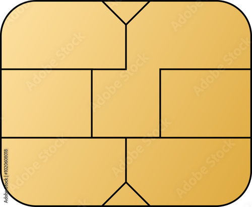 EMV chip golden vector icon. Contactless payment at terminals and ATMs. Set line nfc symbol. Square computer microchip for credit debit cards. 