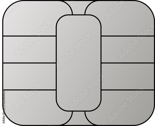 EMV chip silver vector icon. Contactless payment at terminals and ATMs. Square computer microchips for credit debit cards. Set line nfc symbol. 