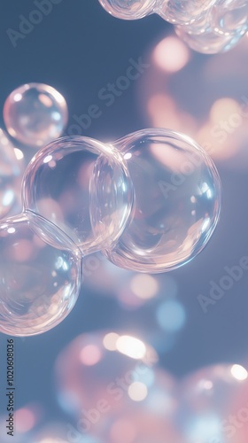 Wallpaper Mural Floating soap bubbles in colorful light against a soft blue background, creating a whimsical atmosphere and visual delight Torontodigital.ca