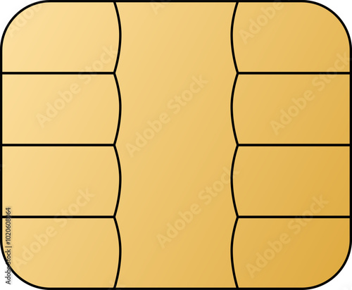 EMV chip golden vector icon. Contactless payment at terminals and ATMs. Set line nfc symbol. Square computer microchip for credit debit cards. 