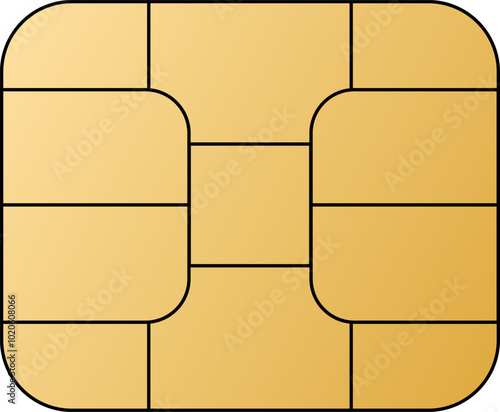 EMV chip golden vector icon. Contactless payment at terminals and ATMs. Set line nfc symbol. Square computer microchip for credit debit cards. 