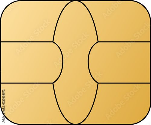 EMV chip golden vector icon. Contactless payment at terminals and ATMs. Set line nfc symbol. Square computer microchip for credit debit cards. 