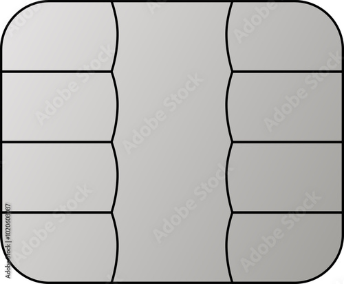 EMV chip silver vector icon. Contactless payment at terminals and ATMs. Square computer microchips for credit debit cards. Set line nfc symbol. 