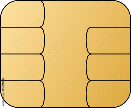 EMV chip golden vector icon. Contactless payment at terminals and ATMs. Set line nfc symbol. Square computer microchip for credit debit cards. 