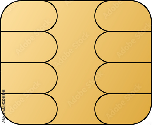 EMV chip golden vector icon. Contactless payment at terminals and ATMs. Set line nfc symbol. Square computer microchip for credit debit cards. 