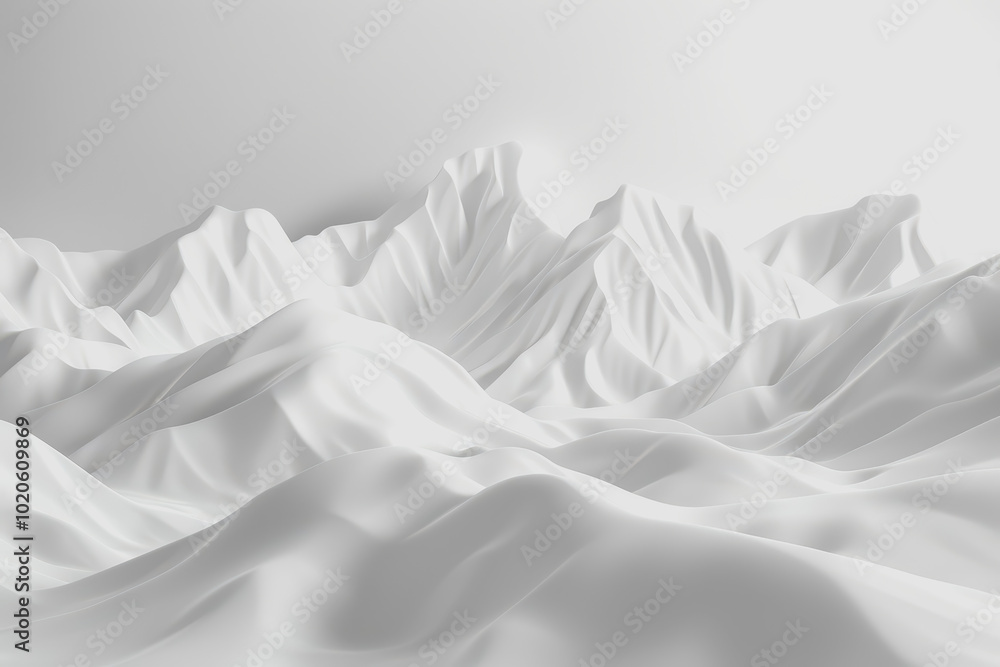 Fototapeta premium . Clean mountain with a large white space. Minimalist style.