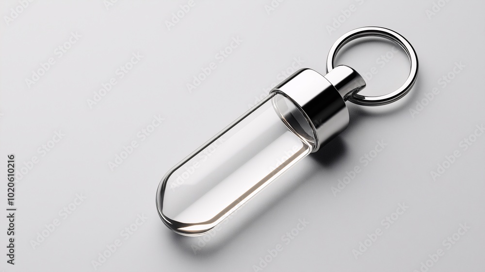 Modern Glass Keychain with Sleek Silver Accents Modern Glass Keychain with Sleek Silver Accents