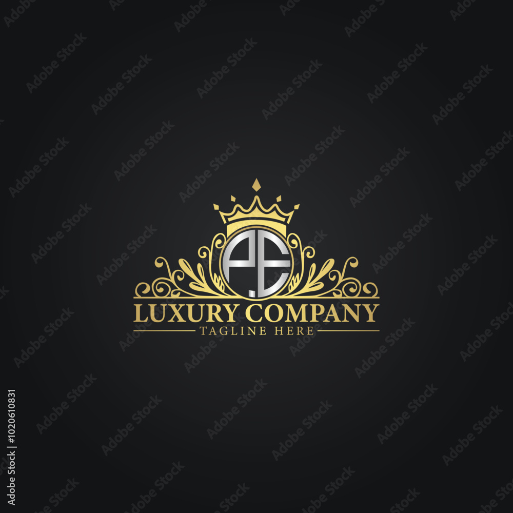 Fototapeta premium Luxury Crown Logo with Elegant Flourishes and Monogram