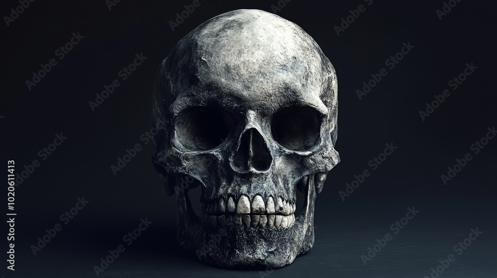 A skull is shown in a black background A skull is shown in a black background