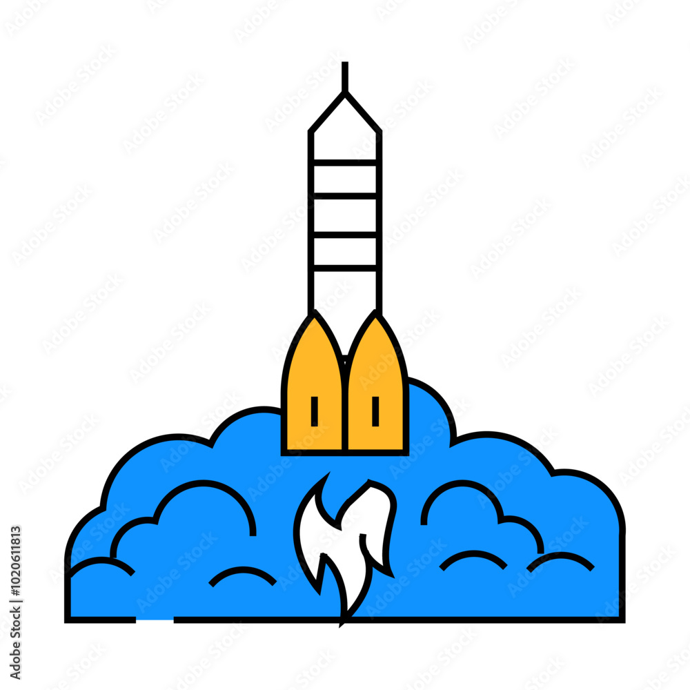 Fototapeta premium rocket ship progress line icon vector. rocket ship progress sign. isolated symbol illustration