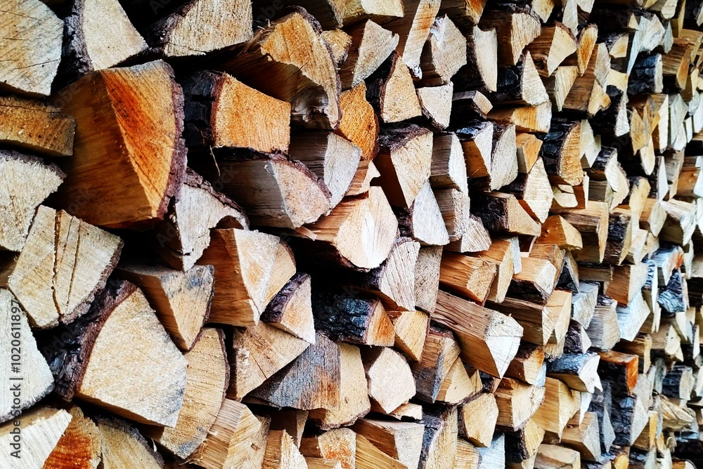 Fototapeta premium Drewno na opał, polska wieś