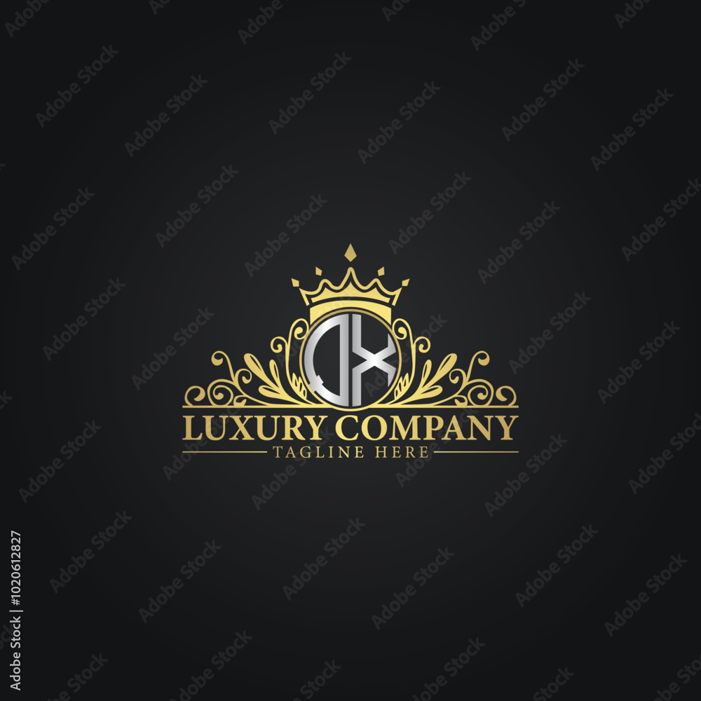Royal Luxury Company Logo Design with Gold Elements Royal Luxury Company Logo Design with Gold Elements