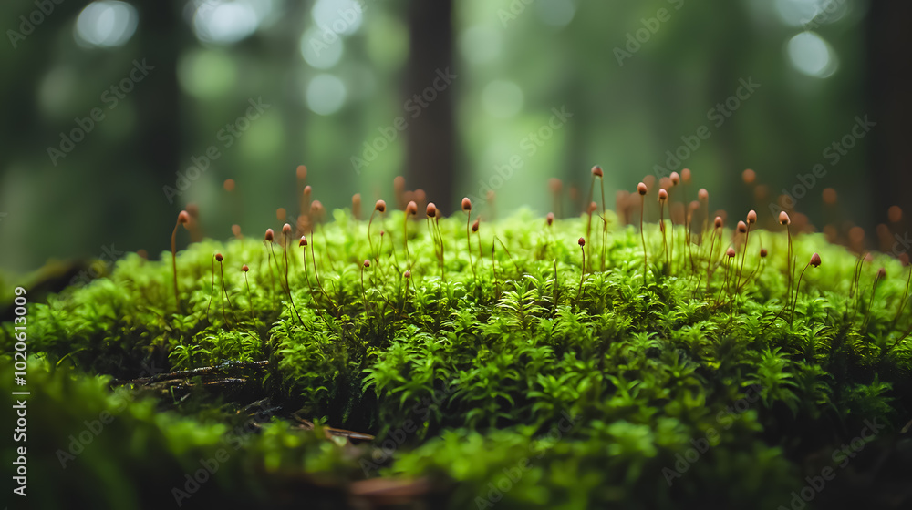 Close-up of moss in the forest. Close-up of moss in the forest.