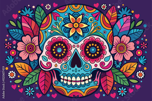 Dead skulls adorned illustration