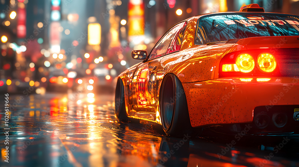 A sleek, aerodynamic electric taxi illuminated in vibrant city lights, showcasing modern urban transportation innovation. The streamlined design emphasizes efficiency and speed, while the glowing city A sleek, aerodynamic electric taxi illuminated in vibrant city lights, showcasing modern urban transportation innovation. The streamlined design emphasizes efficiency and speed, while the glowing city