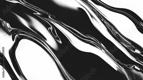 Psychedelic grungy white and black noise chrome liquid background