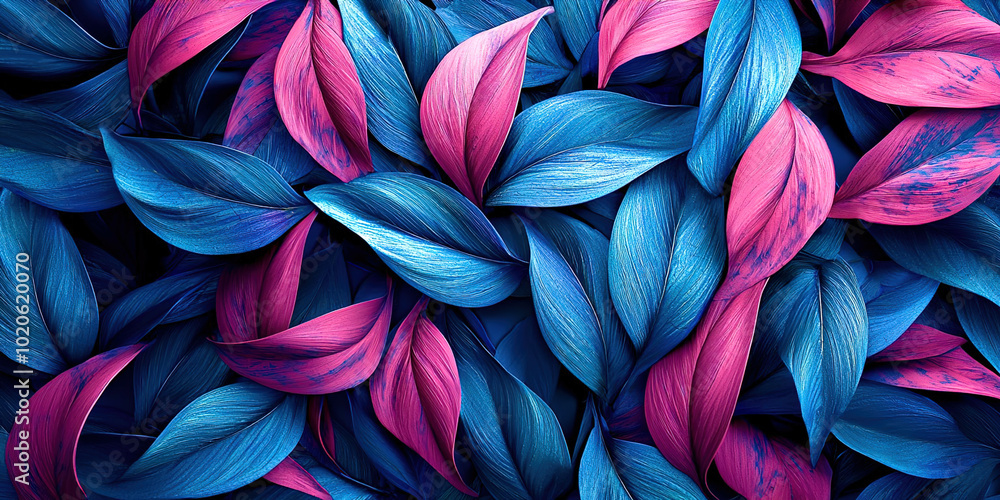 A blue and pink leafy background with a blue and pink leafy foreground A blue and pink leafy background with a blue and pink leafy foreground