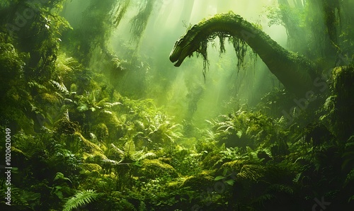 Wallpaper Mural extraterrestrial a verdant vast light pink and green rainforest, generation AI Torontodigital.ca