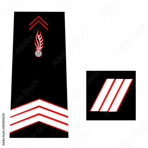 Galon de l'armée de terre française: Sapeur-Pompier du civil: Sous-Officier: Sergent-chef