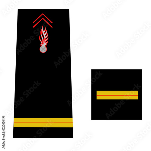 Galon de l'armée de terre française: Sapeur-Pompier du civil: Sous-Officier: Adjudant