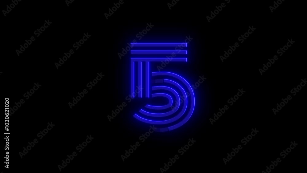 Glowing alphabet 5 reveal animation Glowing alphabet 5 reveal animation