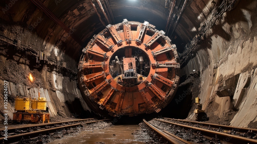 Fototapeta premium Boring machine technology used in underground railway engineering