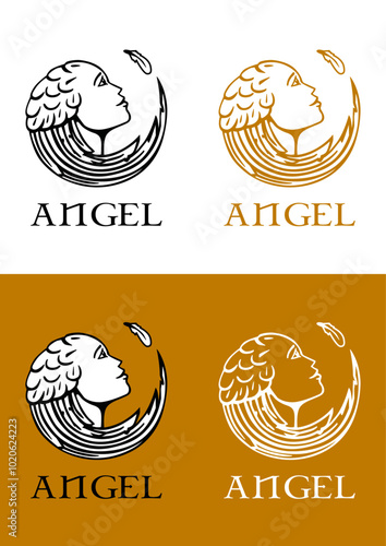 cara perfil mujer ángel alas