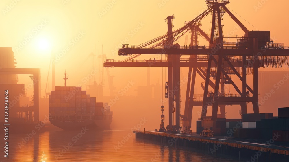Crane logistics at a maritime port for global shipping Crane logistics at a maritime port for global shipping