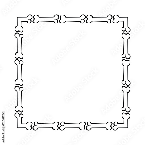 Hand drawn halloween spooky bone frame doodle sketch. Vector design