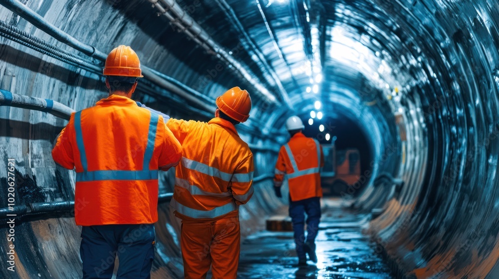 Engineering team managing large underground tunneling projects Engineering team managing large underground tunneling projects