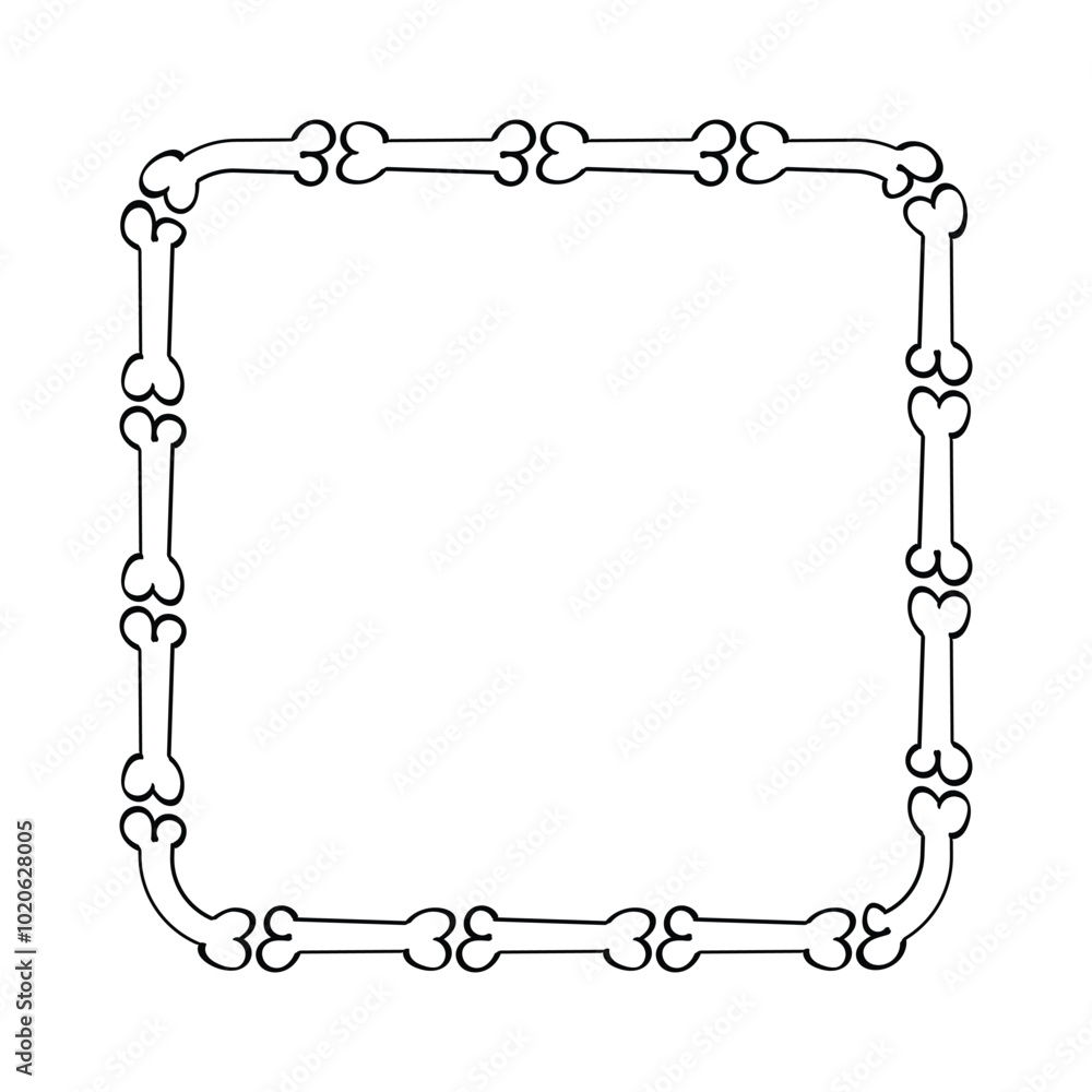 Hand drawn halloween bone frame doodle sketch. Vector design Hand drawn halloween bone frame doodle sketch. Vector design