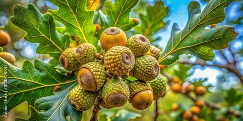 Neuroterus quercusbaccarum showcases nature's design, forming exquisite spangle galls on oak leaves, highlighting the beauty and complexity of ecological interactions and adaptations. photo