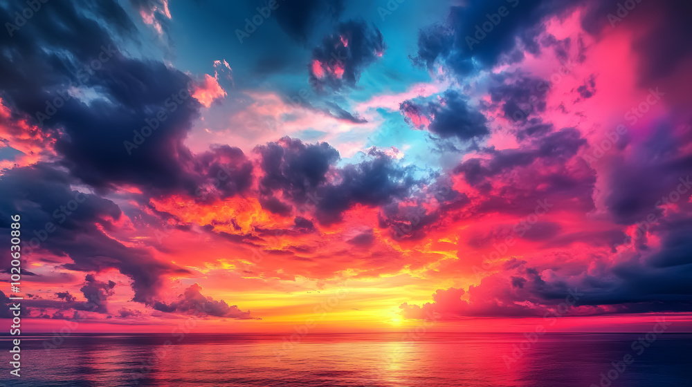 Colorful dramatic sky with clouds at sunset. Colorful dramatic sky with clouds at sunset.