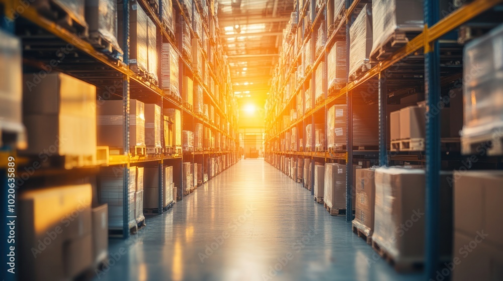 Fototapeta premium Warehouse structure managing international logistics and transport