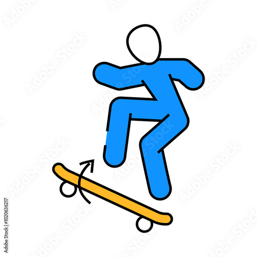 Cuadro en lienzo kickflip skate sport line icon vector